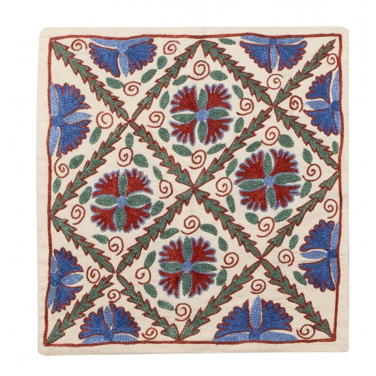 Decorative Silk Embroidered Suzani Cushion Cover from Uzbekistan