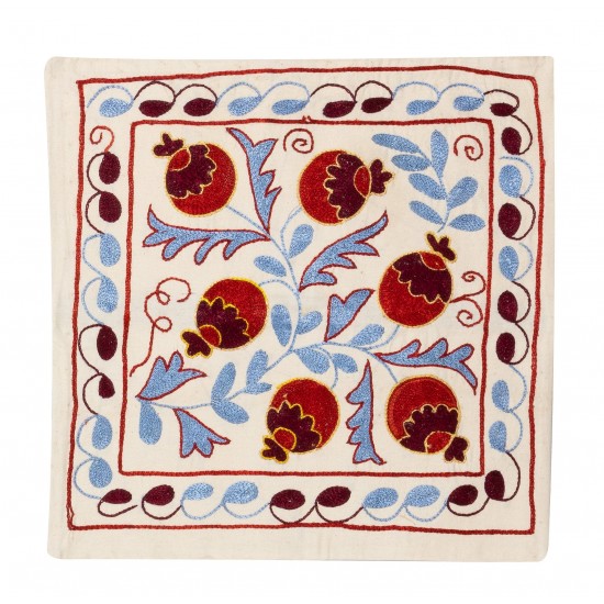 Decorative Silk Embroidered Suzani Cushion Cover from Uzbekistan