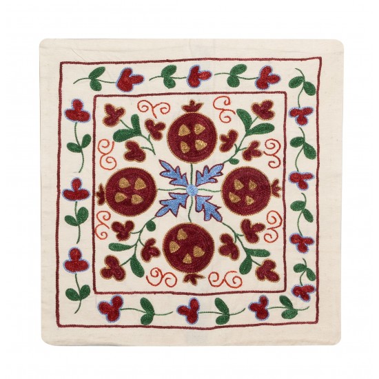 Decorative Silk Embroidered Suzani Cushion Cover from Uzbekistan