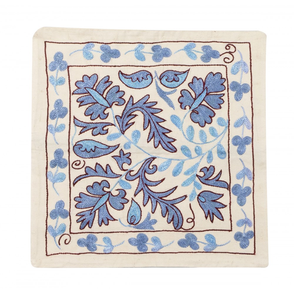 Decorative Silk Embroidered Suzani Cushion Cover from Uzbekistan