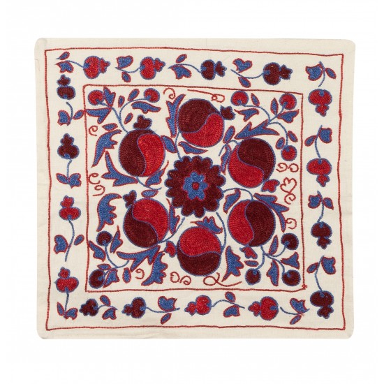 Decorative Silk Embroidered Suzani Cushion Cover from Uzbekistan