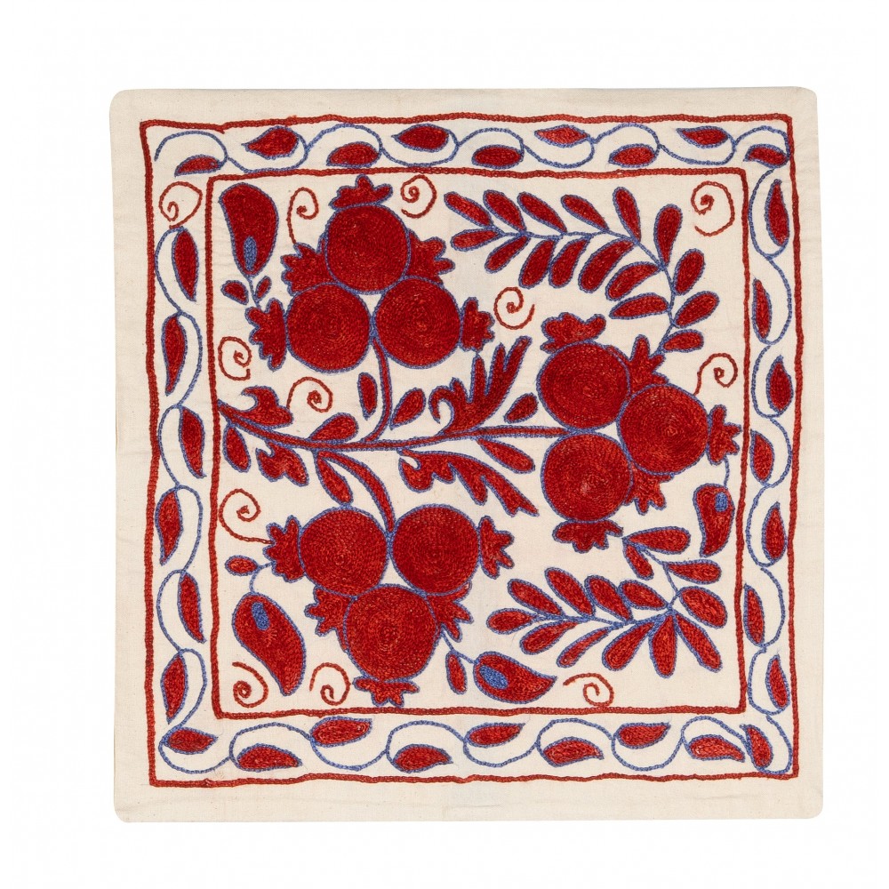 New Decorative Silk Embroidered Suzani Cushion Cover from Uzbekistan