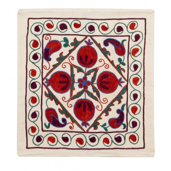 21st Century Hand Embroidered Silk Suzani Cushion Cover from Uzbekistan