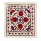 Contemporary Embroidered Silk Suzani Cushion Cover, Uzbek Lace Pillow, Handmade Toss Pillow