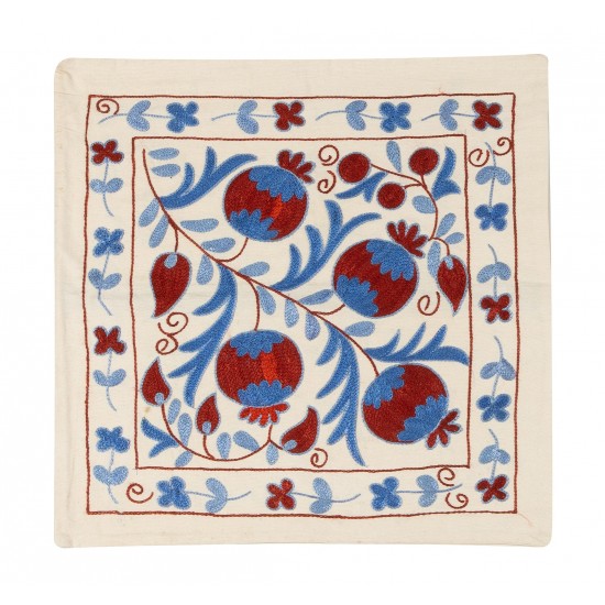 Decorative Silk Embroidered Suzani Cushion Cover from Uzbekistan