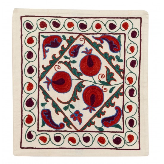 21st Century Decorative Silk Embroidered Suzani Cushion Cover from Uzbekistan 21st Century Decorative Silk Embroidered Suzani Cushion Cover from Uzbekistan