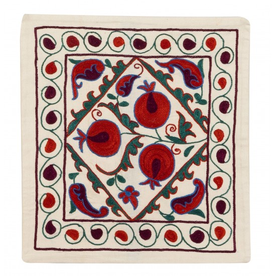 21st Century Decorative Silk Embroidered Suzani Cushion Cover from Uzbekistan