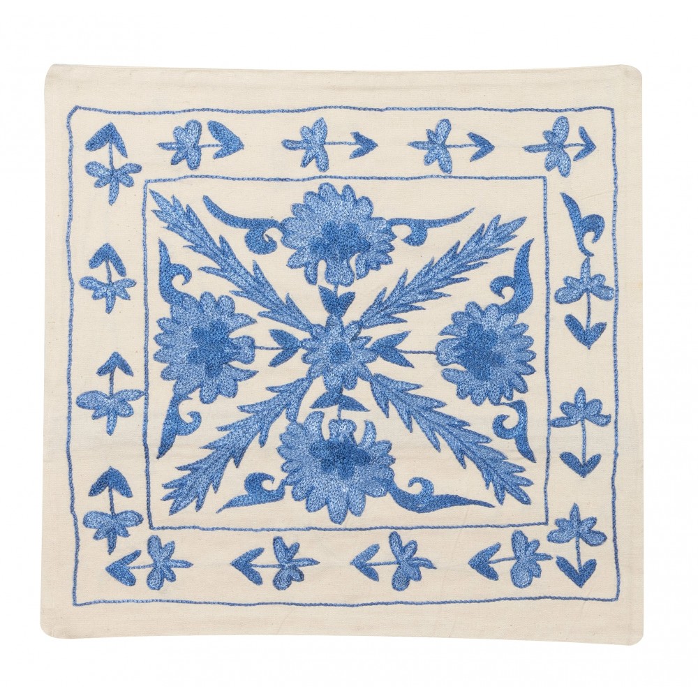 Decorative Silk Embroidered Suzani Cushion Cover from Uzbekistan