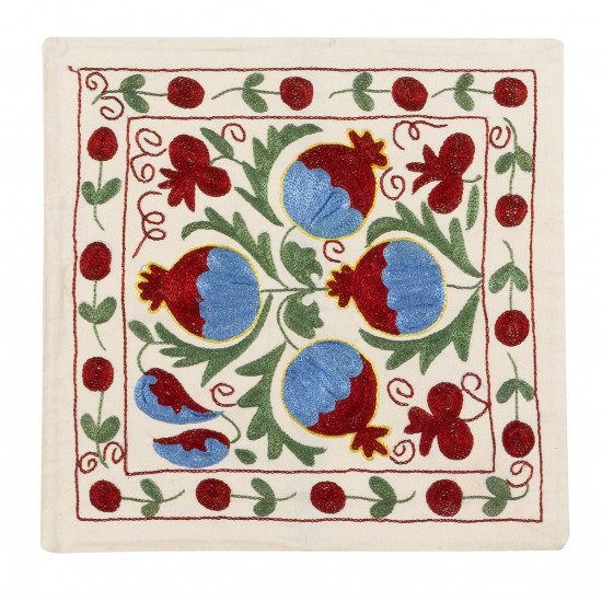 Decorative Silk Embroidered Suzani Cushion Cover from Uzbekistan