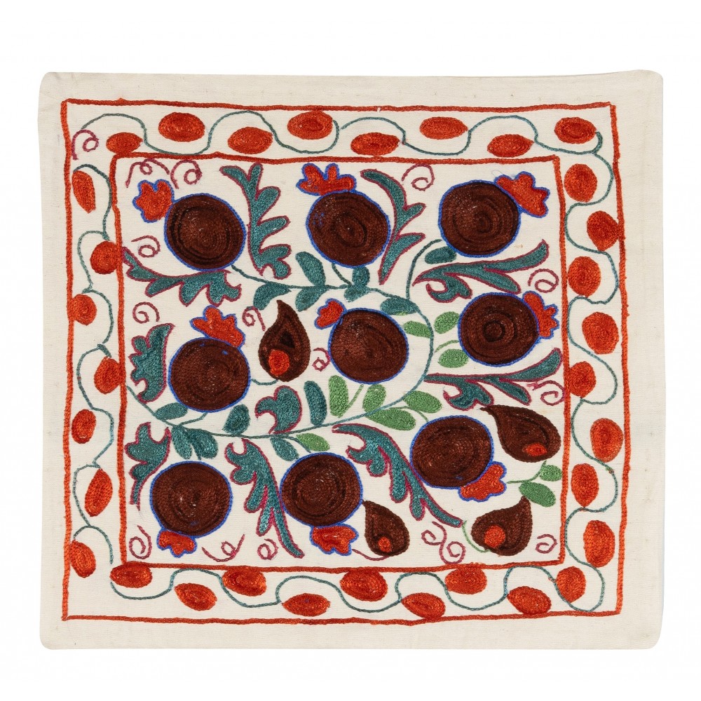 New Handmade Silk Embroidered Suzani Cushion Cover from Uzbekistan