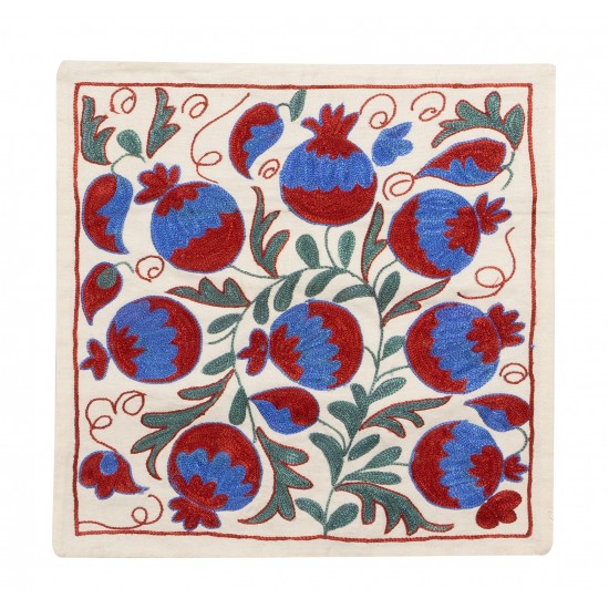 Decorative Silk Embroidered Suzani Cushion Cover from Uzbekistan