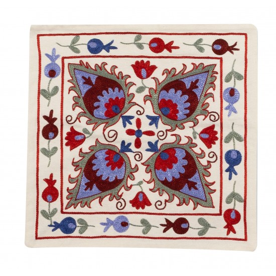 Decorative Silk Embroidered Suzani Cushion Cover from Uzbekistan