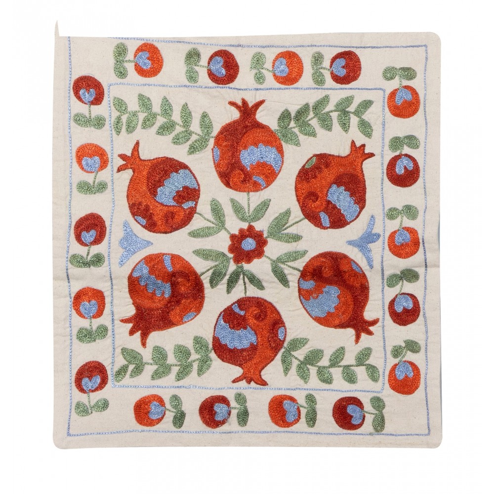 Decorative Silk Embroidered Suzani Cushion Cover from Uzbekistan
