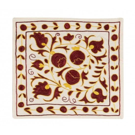 21st Century Hand Embroidered Silk Suzani Cushion Cover from Uzbekistan
