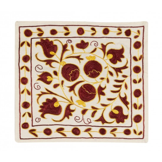 21st Century Hand Embroidered Silk Suzani Cushion Cover from Uzbekistan 21st Century Hand Embroidered Silk Suzani Cushion Cover from Uzbekistan