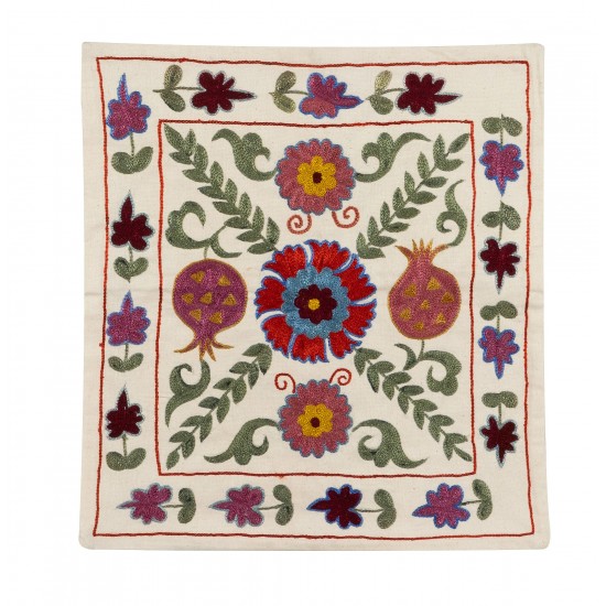 Handmade Asian Suzani Cushion Cover, Silk Embroidery Pillowcase