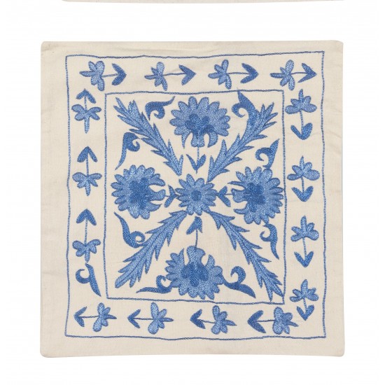 Handmade Asian Suzani Cushion Cover, Silk Embroidery Pillowcase Handmade Asian Suzani Cushion Cover, Silk Embroidery Pillowcase