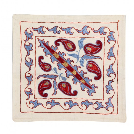 Decorative Silk Embroidered Suzani Cushion Cover from Uzbekistan