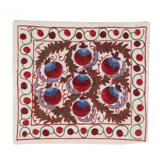 Decorative Silk Embroidered Suzani Cushion Cover from Uzbekistan