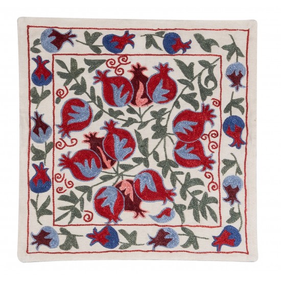Handmade Asian Suzani Cushion Cover, Silk Embroidery Pillowcase Handmade Asian Suzani Cushion Cover, Silk Embroidery Pillowcase