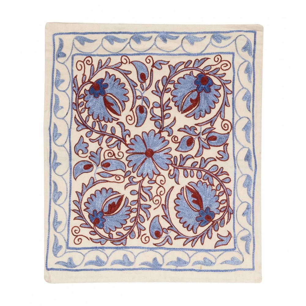 Decorative Silk Embroidered Suzani Cushion Cover from Uzbekistan