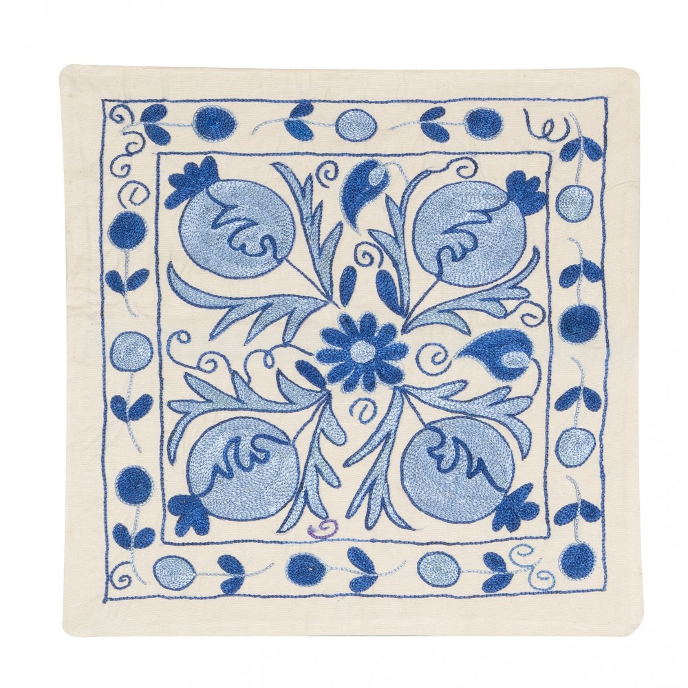 Beautiful Silk Hand Embroidered Suzani Cushion Cover from Uzbekistan