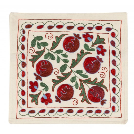 Decorative Silk Embroidered Suzani Cushion Cover from Uzbekistan