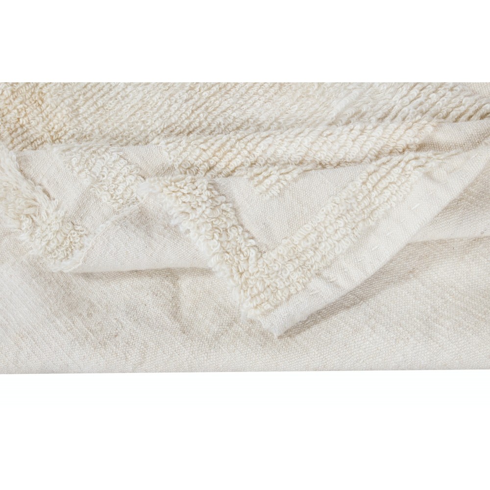 Minimalist Vintage Handmade Anatolian Small Tulu Rug Made of Natural Un-Dyed Beige Wool