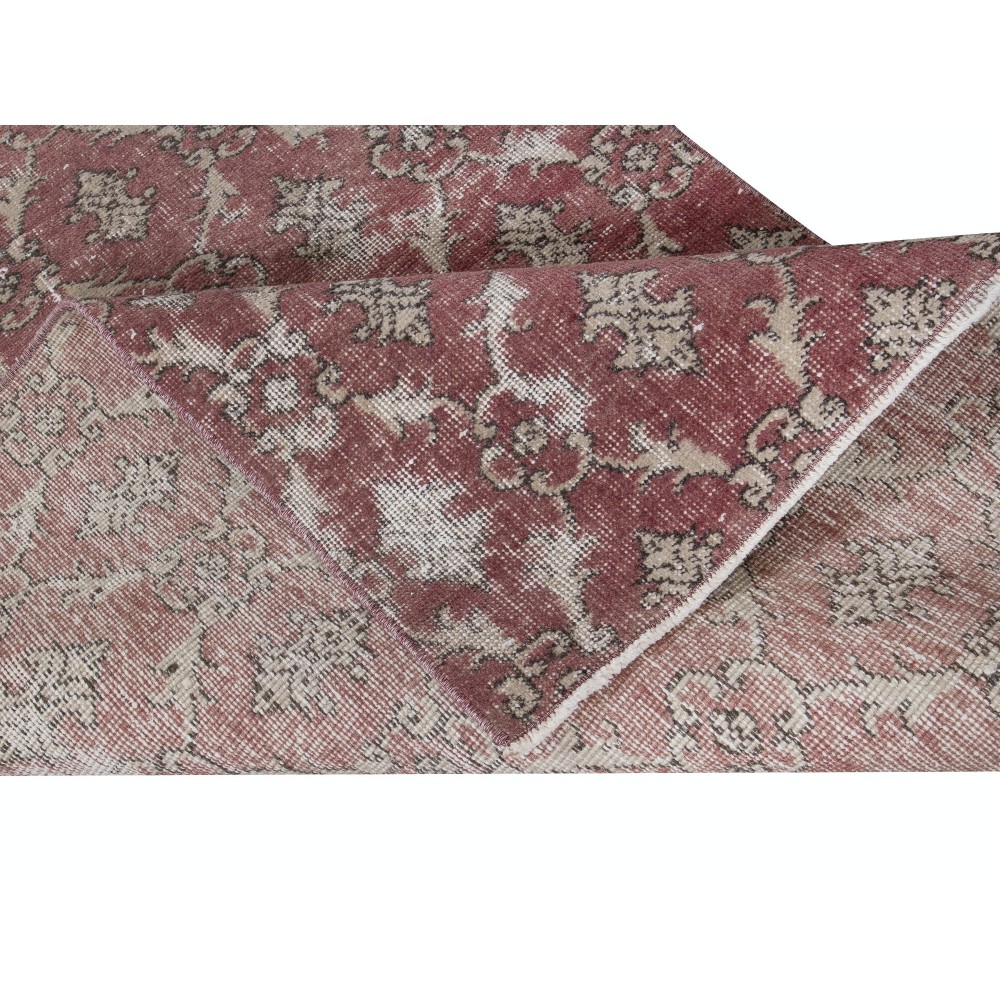 Small Handmade Turkish Rug in Barn Red & Beige, Kitchen Accent Rug, Bedroom Carpet