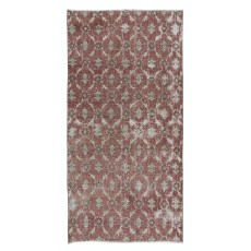 Small Handmade Turkish Rug in Barn Red & Beige, Kitchen Accent Rug, Bedroom Carpet