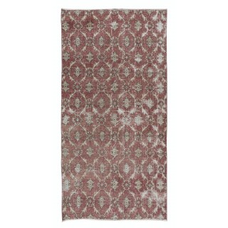 Small Handmade Turkish Rug in Barn Red & Beige, Kitchen Accent Rug, Bedroom Carpet