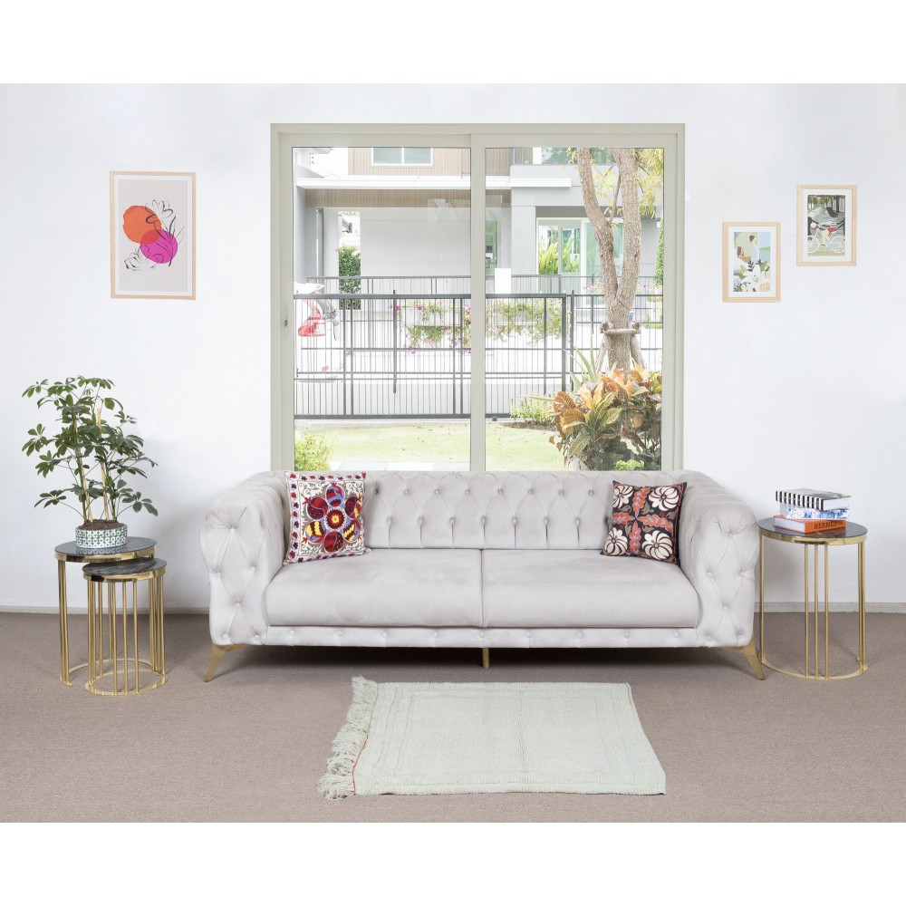 Vintage Anatolian Small Tulu Rug, 100% Natural Wool, Minimalist Plain Beige Accent Carpet