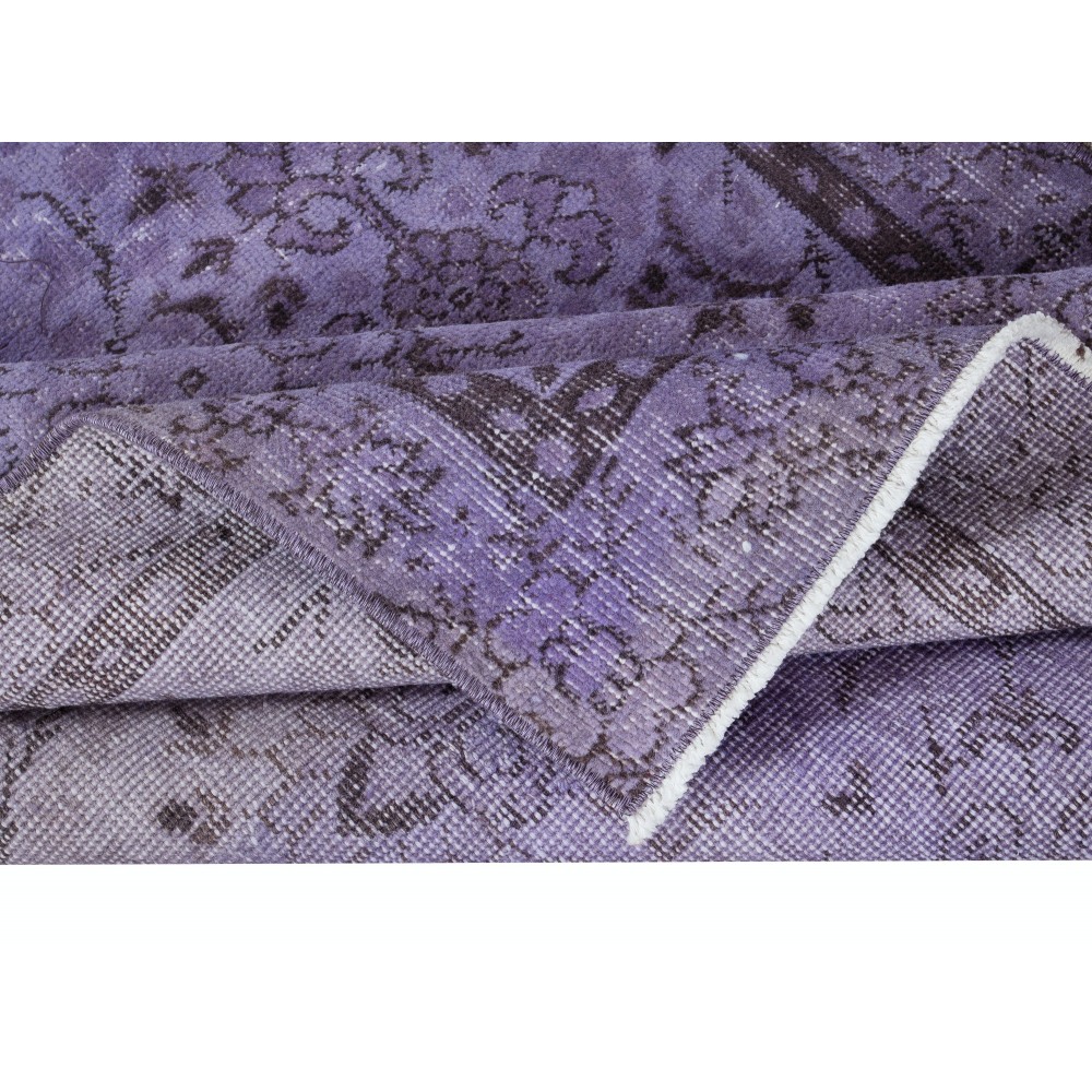 Modern Turkish Royal Purple Rug, Handmade Small Carpet, Upcycled Floor Covering