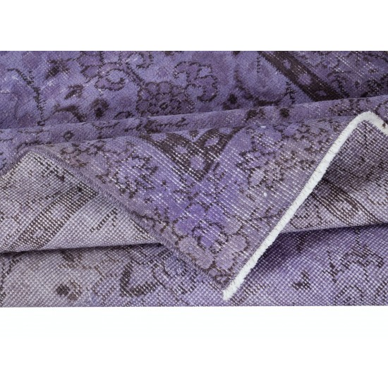 Ethnic Turkish Royal Purple Rug, Modern Handmade Small Carpet, Upcycled Floor Covering