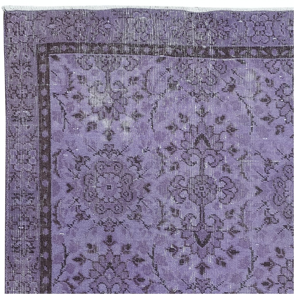 Modern Turkish Royal Purple Rug, Handmade Small Carpet, Upcycled Floor Covering
