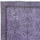 Modern Turkish Royal Purple Rug, Handmade Small Carpet, Upcycled Floor Covering
