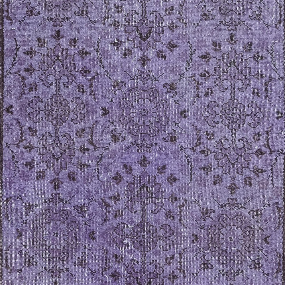Modern Turkish Royal Purple Rug, Handmade Small Carpet, Upcycled Floor Covering