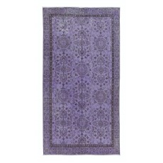 Modern Turkish Royal Purple Rug, Handmade Small Carpet, Upcycled Floor Covering