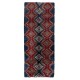 Hand Knotted "Tulu" Rug in Blue, Red & Light Brown. 100% Wool. Amazing Vintage Turkish Carpet