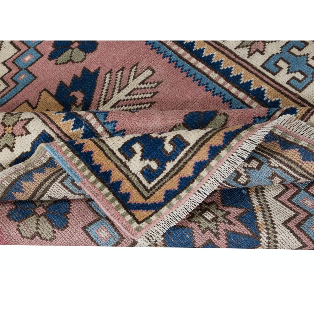 Hand Knotted Modern Turkish Accent Rug with Geometric Design, 100% Wool