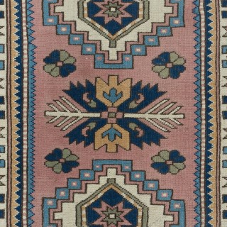 Hand Knotted Modern Turkish Accent Rug with Geometric Design, 100% Wool