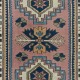 One of a Kind Vintage Hand Knotted Turkish Accent Rug with Geometric Design, 100% Wool