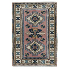 Hand Knotted Modern Turkish Accent Rug with Geometric Design, 100% Wool
