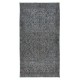 Turkish Handmade Rug with Teal Blue Details and Grey Field, Modern Home Decor Carpet