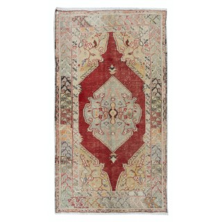 Vintage Turkish Wool Tribal Rug, Traditional Handmade Village Carpet