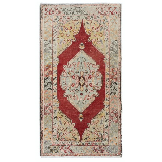Traditional Vintage Turkish Tribal Rug, Hand Knotted Wool Village Carpet