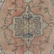 Hand Knotted Turkish Rug in Soft Red, Beige & Navy Blue, Vintage Carpet with Medallion