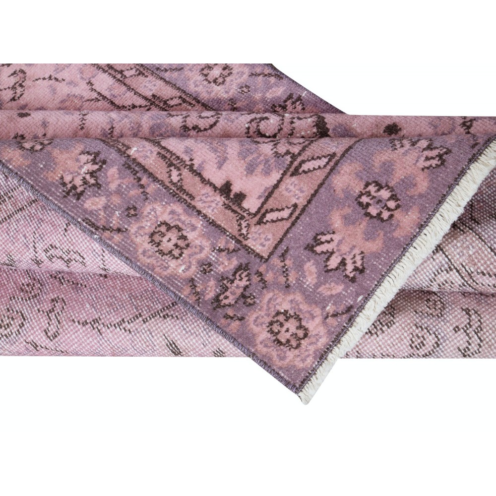 Handmade Pink Rug with Italian Mediterranean Style, Contemporary Turkish Small Carpet