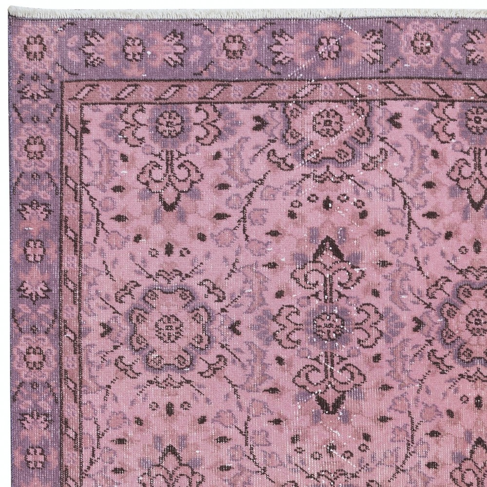 Handmade Pink Rug with Italian Mediterranean Style, Contemporary Turkish Small Carpet