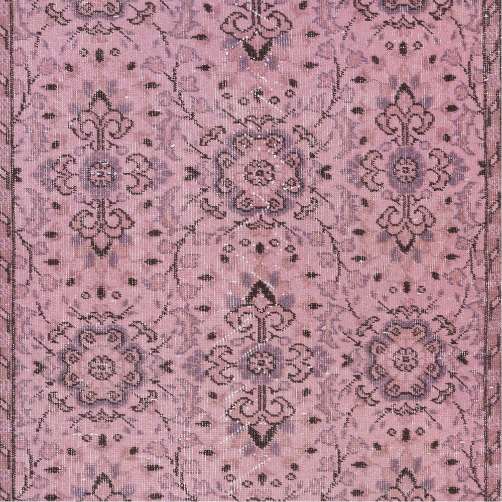 Handmade Pink Rug with Italian Mediterranean Style, Contemporary Turkish Small Carpet